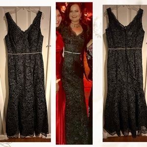 Size 12, black and silver gala dress. J S COLLECTIONS. Absolutely gorgeous.